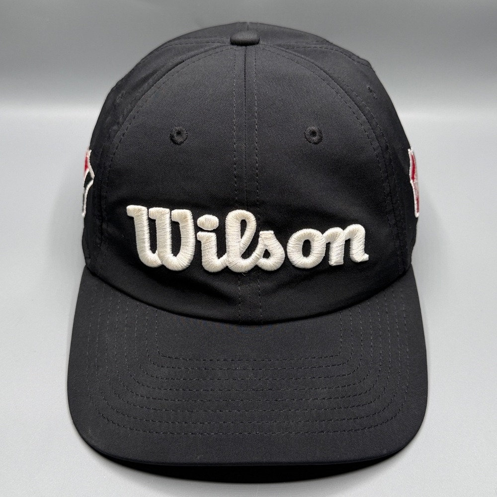 Wilson Staff Golf Hat Cap Black Embroidered W/S Patch Strap Back Performance